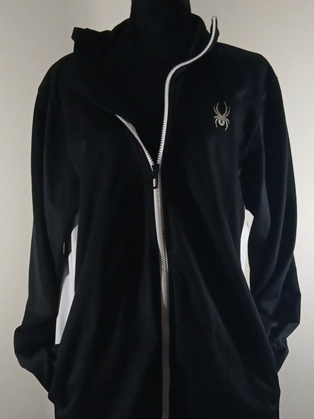 Spyder Men's Black Full-Zip Hoodie with White Spider Logo